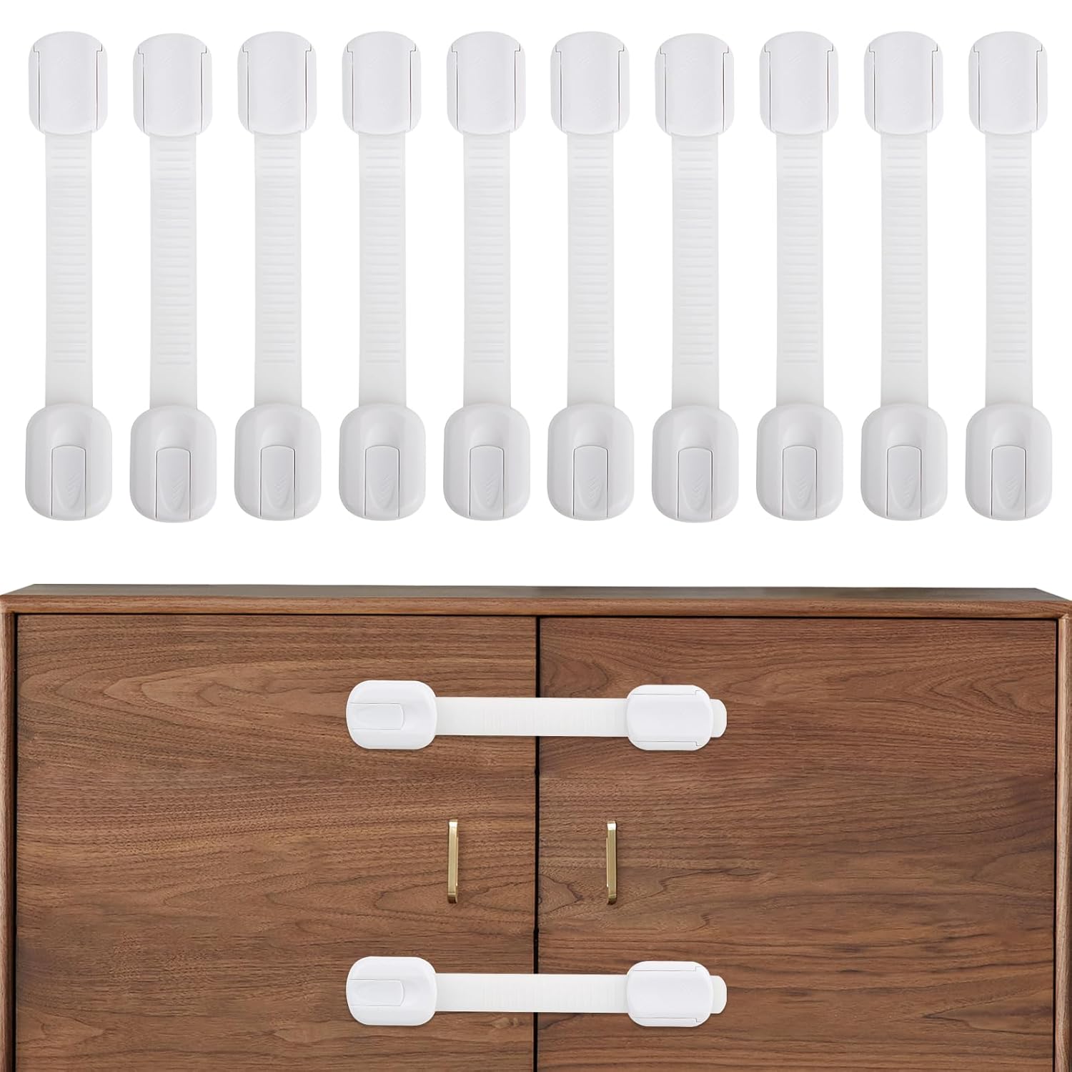 Giantzhong Cupboard Locks for Children, 10 Pack Child Locks for Kitchen Cupboards, Child Safety Cupboard Locks with 3M Adhesive, Drawer Locks Baby Proofing Cabinets with No...
