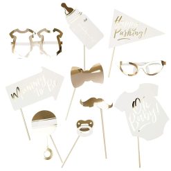 Ginger Ray Oh Baby Shower Photo Booth Props Gold Foiled