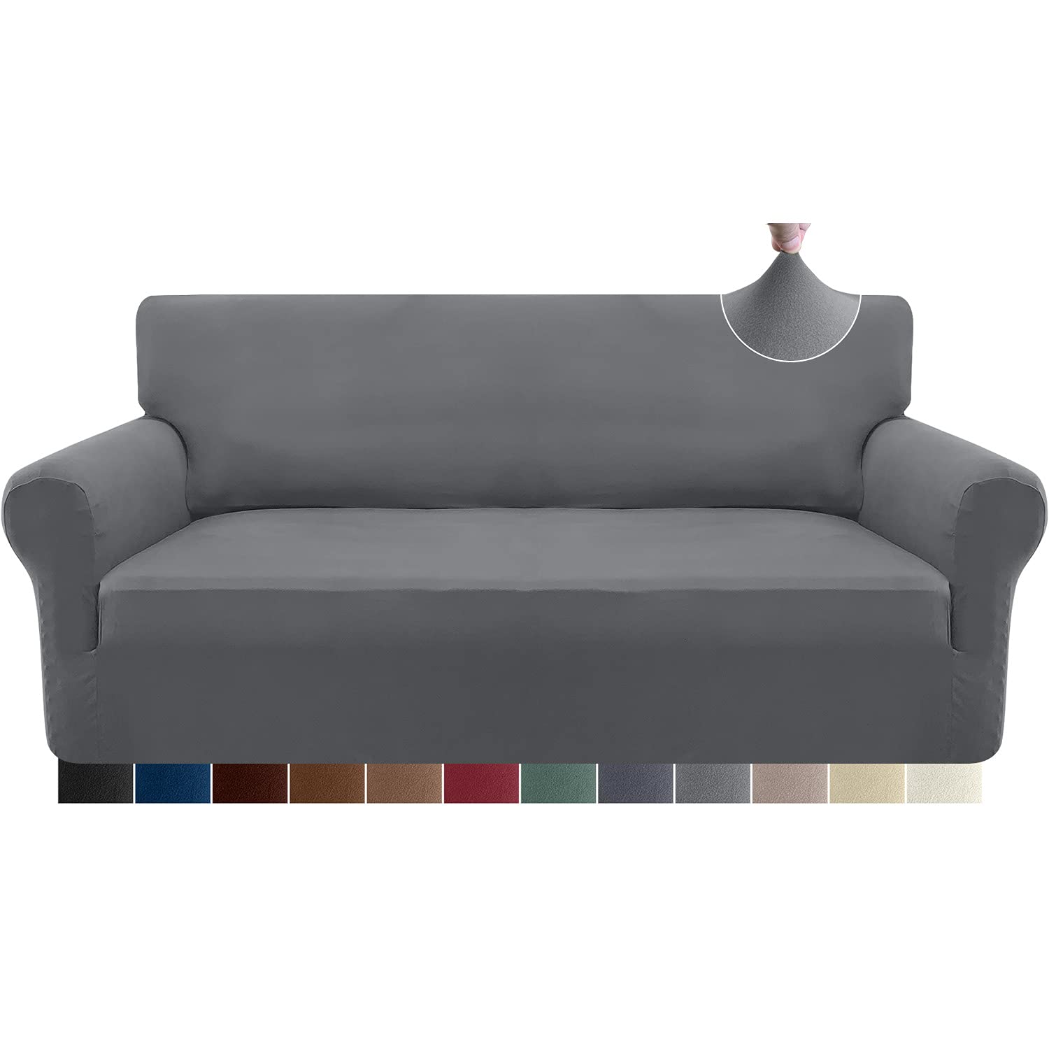 Granbest Stretch Sofa Cover 3 Seater Super Soft Spandex Sofa Slipcover for Dogs Pet Couch Cover Furniture Protector with Elastic Bottom(3 Seater,Light Grey)