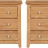 Hallowood Furniture Hereford Pair of Bedside Table, Lamp Tables for Small Spaces, Light Oak Narrow Side Table, Bedside Cabinet, Wooden Table with Chest of Drawers for Bedroom...