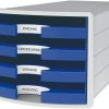 HAN 1013-14 Impuls Drawer Box DIN A4/C4 4 Open Drawers Blue
