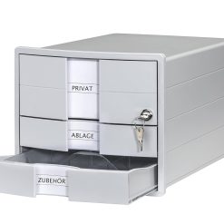 HAN Impuls 2.0 Drawer Box Lockable with 3 Closed Drawers for DIN A4/C4 Including Labelling Labels, Document Box, Base with Pull-Out Lock, Furniture-Friendly Rubber Feet,...