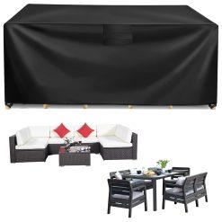 Heavy Duty Garden Furniture Cover - 180*120*74CM Rectangular Patio Table and Chairs Cover - Waterproof 420D Oxford Fabric - Windproof Anti-UV