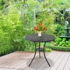 Homeology OSHOWA Black Garden & Patio Round Cast Aluminium Bistro Table