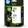 HP 305, Black/Tri-Colour Original Ink Cartridges (6ZD17AE), Pack of 2