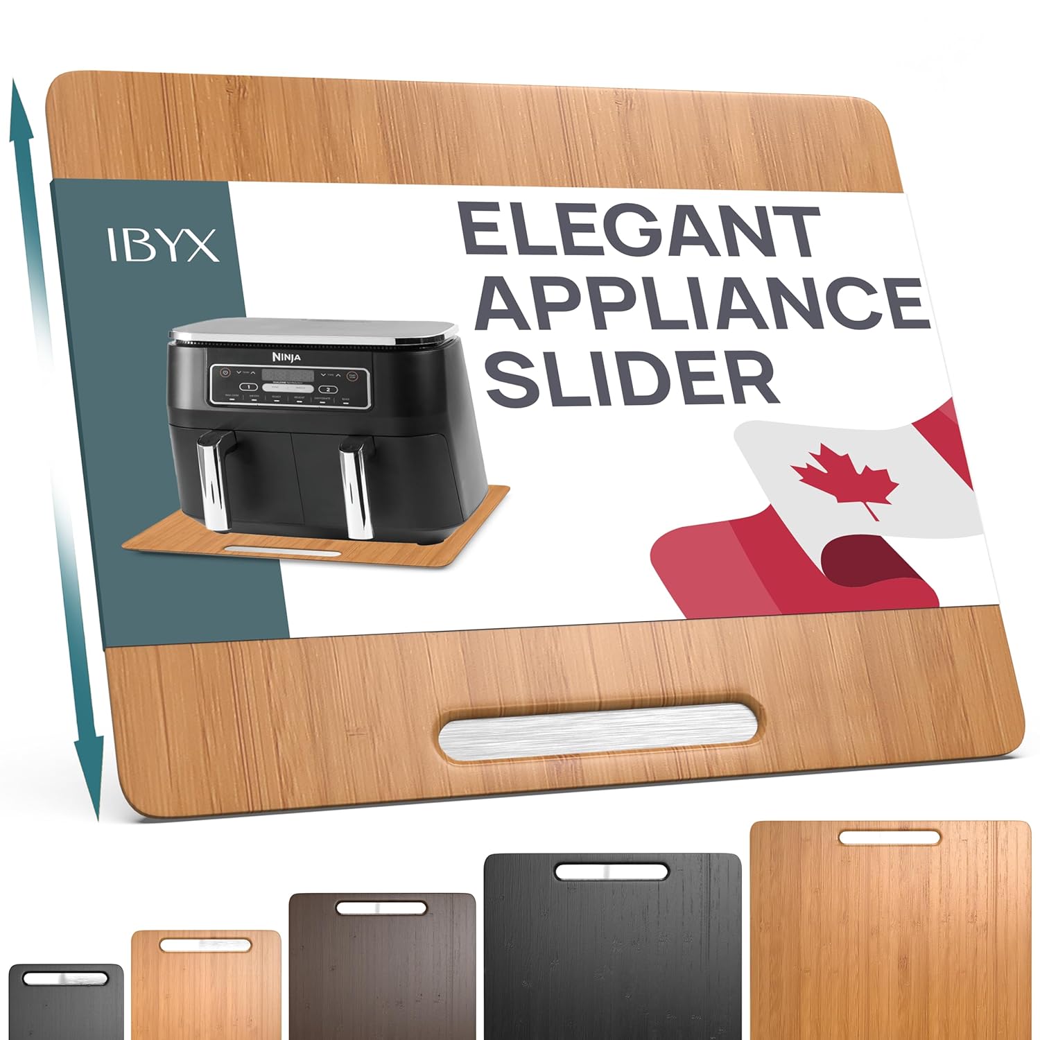 Ibyx Kitchen Appliance Slider for Counter – Bamboo Sliding Tray for Coffee Maker, Air Fryer, Food Processor, Blender, Toaster – Kitchen Appliance Rolling Tray for Countertop...