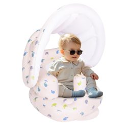 Inflatable Baby Seat with Detachable Canopy and Built-in Pump, Inflatable Baby Chair for Babies 3 Months and Up, Bumbo Seat for Babies, Infant Blow Up Chair for Outdoor Indoor,...