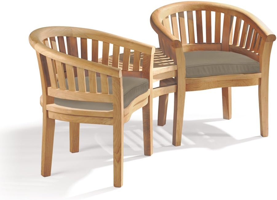 Jati Jack and Jill Garden Love Seat with Cushions ? 2-Seater, Grade-A Teak, Delivered Ready Assembled (Taupe)