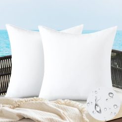 JOTOM Set of 2 Outdoor Waterproof Cushion Covers 45x45 cm Water Resistant White Pillow Covers 18x18 Inch Garden Cushion Cover Throw Pillowcase for Bed Sofa Furniture Patio Couch...