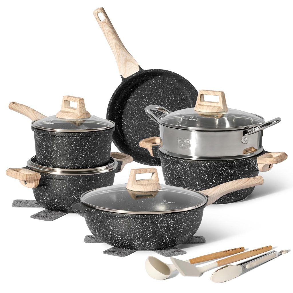 Just Perfecto Induction Pot and Pan Set With Lid – Cooking Set Without ...