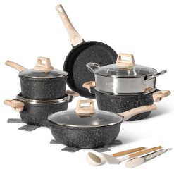 Just Perfecto Induction Pot and Pan Set With Lid - Cooking Set Without PTFE and PFOA - Aluminium With Non-Stick Coating