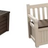 Keter 247660 Westwood 570L Outdoor Storage Box - Brown & Eden Bench 265L Outdoor Garden Storage Box Garden Furniture - Beige and Brown