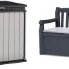 Keter Store It Out Premier XL Outdoor Plastic Garden Storage Shed, Grey and Black, 141 x 82 x 123.5 cm & Eden Bench Outdoor Storage Box Garden Furniture, Graphite and Grey,...