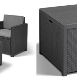 Keter Victoria Balcony Set & Allibert Arica Outdoor Storage Box - Graphite