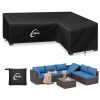 Kipiea L Shaped Garden Furniture Covers Waterproof, 420D Heavy Duty Oxford Fabric Outdoor Rattan Corner Sofa Covers with Windproof, Garden Sofa Cover, Anti-UV, Ripstop (Right...