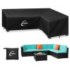 Kipiea L Shaped Garden Furniture Covers Waterproof, 420D Heavy Duty Oxford Fabric Outdoor Rattan Corner Sofa Covers with Windproof, Garden Sofa Cover, Anti-UV, Ripstop (Right...