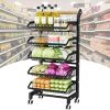 Kitchen Storage Cart with Wheels,4 Tier Fruit Rack Organizers,Commercial Retail Basket Storage Shelf,Rolling Cart for Fruits,Vegetables,Snacks,White