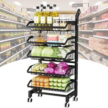 Kitchen Storage Cart with Wheels,4 Tier Fruit Rack Organizers,Commercial Retail Basket Storage Shelf,Rolling Cart for Fruits,Vegetables,Snacks,White