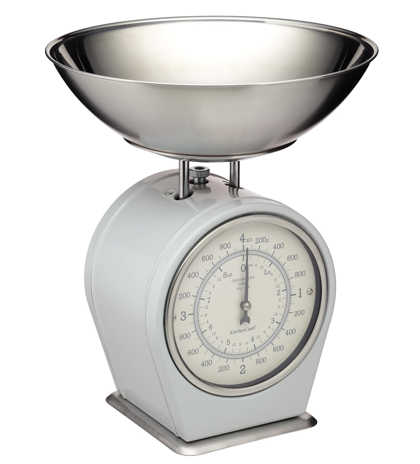 KitchenCraft Living Nostalgia Mechanical Kitchen Scales, Vintage Inspired Traditional Weigh Scales, Accessories for Baking and Cooking, 4 kg (8 lbs) - French Grey