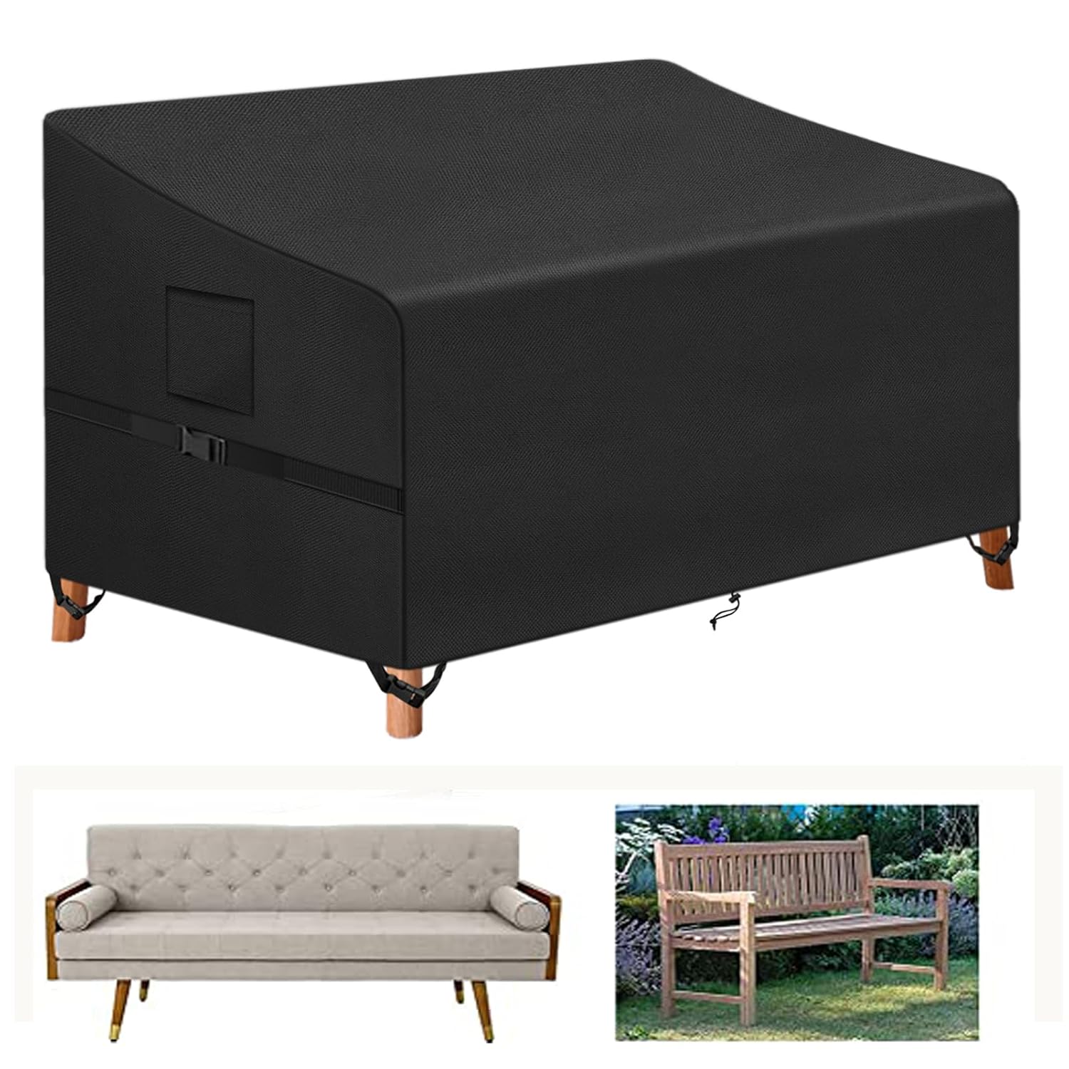 Kovshuiwe 4 Seat Garden Bench Cover Waterproof Oxford Fabric,Protective Cover for Garden Seat,Waterproof, Windproof, Heavy-duty,4200D Oxford Fabric Outdoor Patio Bench Seat...