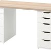 LAGKAPTEN/ALEX Desk, 140x60 cm, Durable & Easy to Care For. Home Desks. White Stained Oak Effect/White