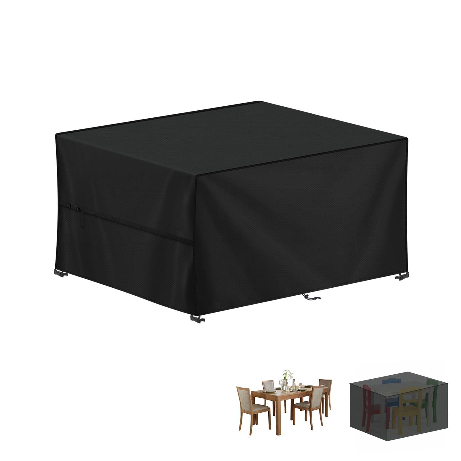 LAMUNI Outdoor Garden Table Cover Rectangular Garden Furniture Covers Waterproof Patio Table Covers Anti-UV Rattan Sofa Set Cover Windproof 420D Oxford Patio Covers for Outdoor...