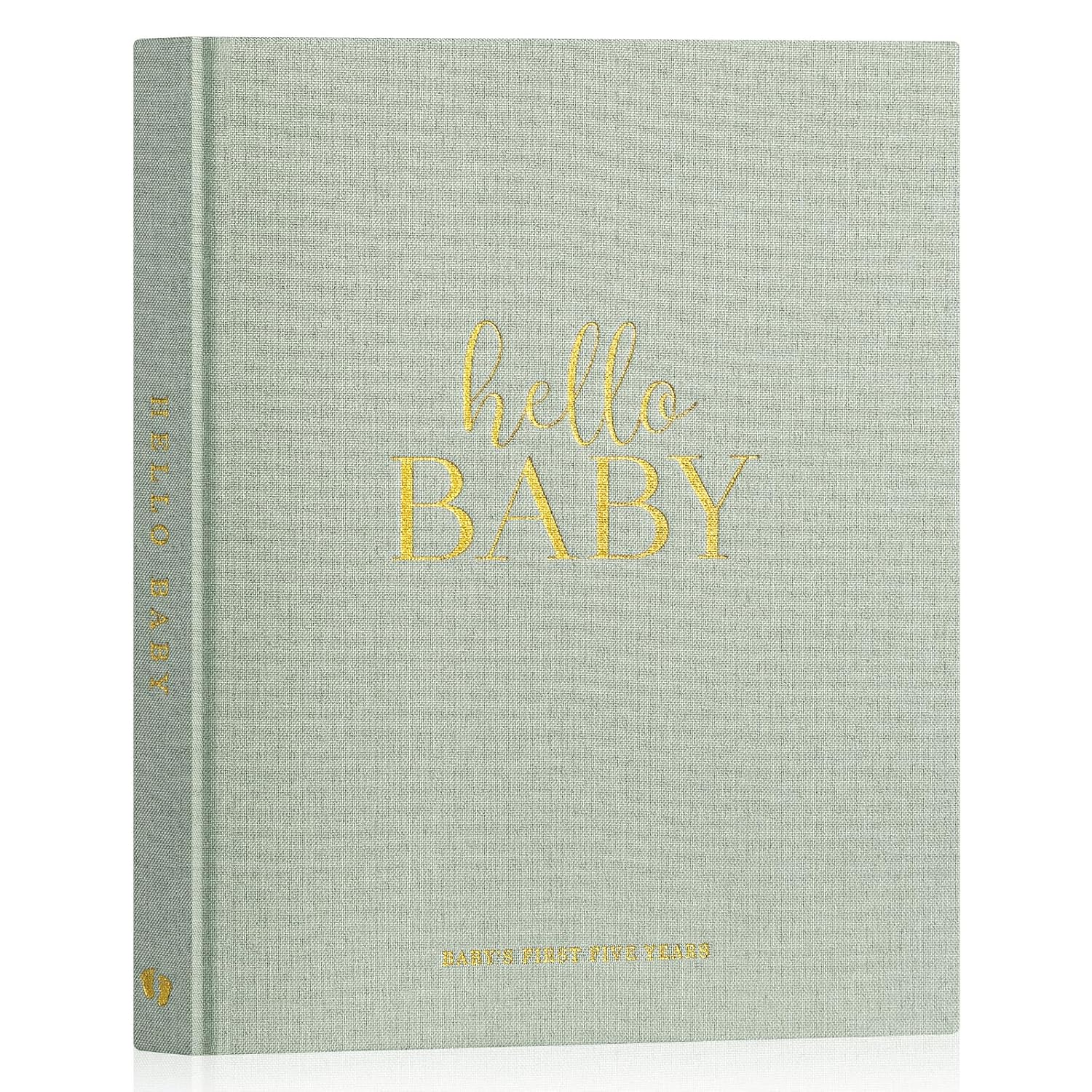 Lanpn Hello Baby First 5 Year Memory Book for Boy Girl - Linen Hardcover Baby Book Keepsake for New Parents - Newborn Baby Journal Scrapbook Photo Album Baby Milestone Book...