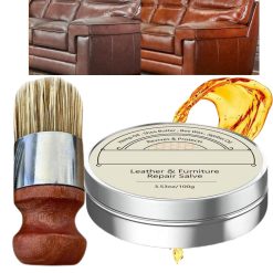 Leather Salve & Brush Set,Protective Leather Salve,Leather Salve for Furniture,Safety Leather Restorer Conditioner,Deep Leather Cleaner Set for Furniture,Furniture Salve for...