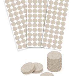 Lioqok 132Pcs 15mm Self-Adhesive Felt Pads for Furniture Feet, 5mm Thick, Beige Felt Pads for Hardwood Floors, Scratch-Resistant and Noise-Reducing