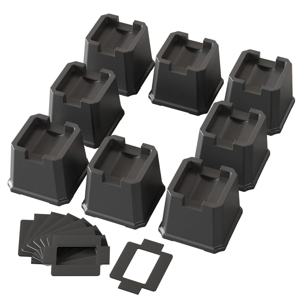Black Riser Set Lutown-Teen Bed Risers 3 inch Heavy Duty Furniture Risers for Wheels of ...