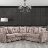 Luxury Chesterfield Mink Crushed Velvet Fabric 5 Seater Corner sofa Settee - Cheap Large 2C2 Suites & Couches for Living Rooms-101 (Mink Velvet)
