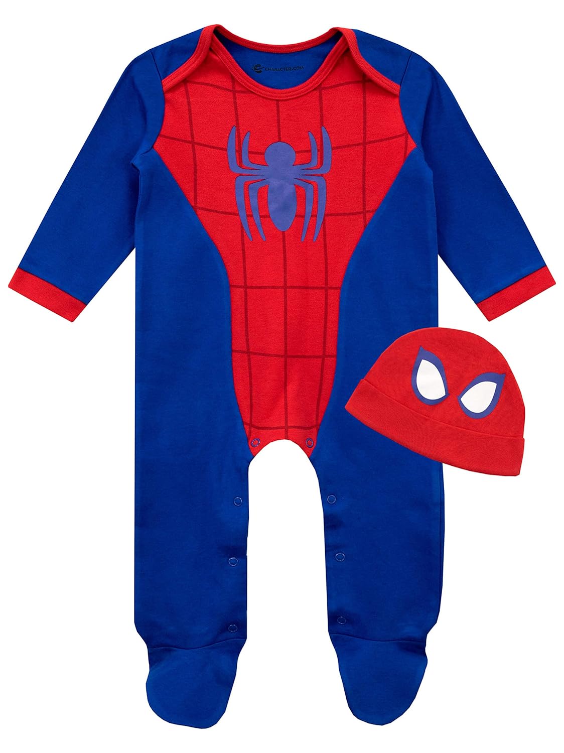 Marvel Baby Sleepsuits with Hat | Spiderman Baby Grows | Newborn Sleepsuit | Baby Clothes