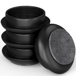 Medipaq Felt Castor Cups – 4x Small 44mm Black – Protects Wooden & Smooth Floors – Chair & Furniture Leg Protectors