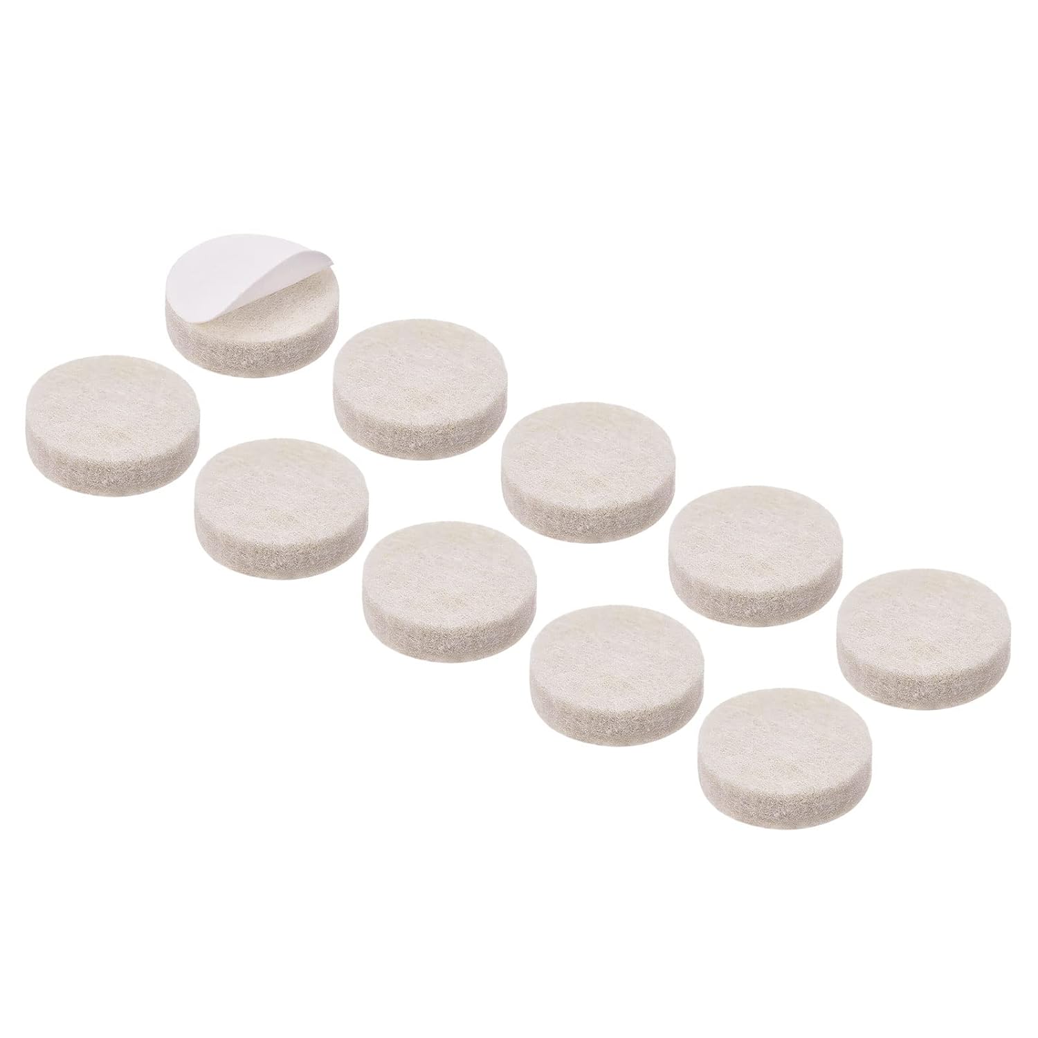 METALLIXITY Round Felt Furniture Pads (15mm/0.59") 25Pcs, Self-adhesive Floor Protectors - for Home Cabinet Closet Bed Feet, Beige