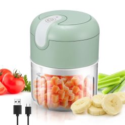 Mini Food Chopper Electric Garlic Chopper 250ml Mini USB Charging Portable Onion Veg Cutter, Small Food Processor and Blender for Vegetable Fruit Garlic Onion Ginger