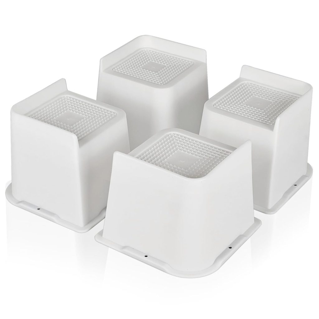 White Table Risers MixDora Bed Risers Heavy Duty 4 inch Furniture Risers L-Shape Table ...