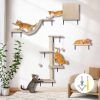 Myiosus Cat Wall Furniture, 4-Piece Wooden Cat Shelves Set, Wall Mounted Cats Climbing Tree with Scratching Posts, Perches, Steps, Condo & Hammock for Indoor Small or Large...