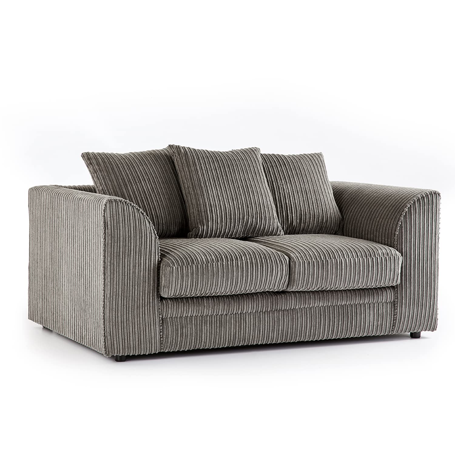 New Luxor Grey 2 Seater Soft Jumbo Cord Sofa | Soft 2 Seater Luxury Jumbo Cord Settee