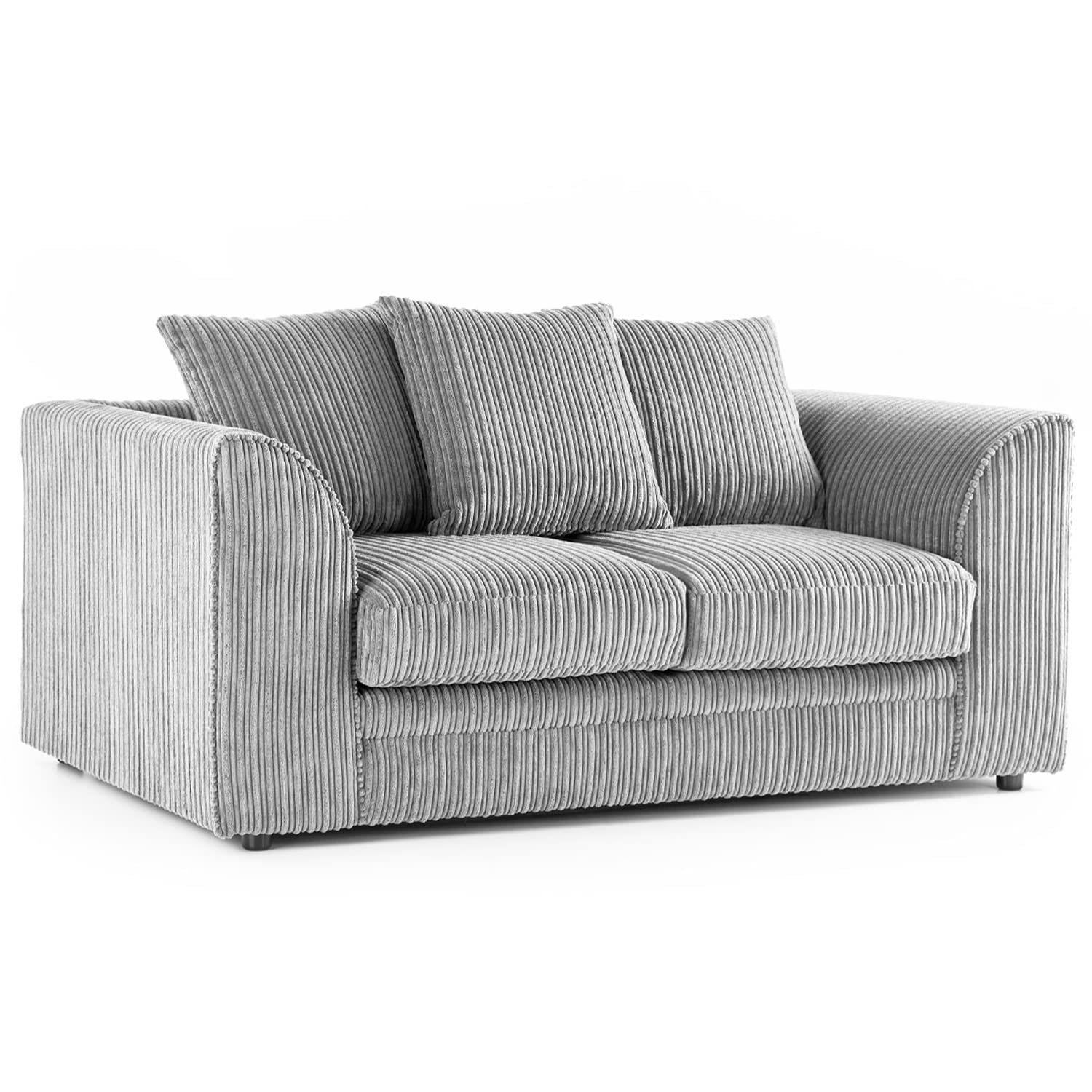 New Luxor Silver 2 Seater Soft Jumbo Cord Sofa | Soft 2 Seater Luxury Jumbo Cord Settee