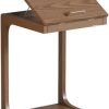 NEWCIX Sofa C-Table With Wheels Side Table, Wooden Sofa Table With Adjustable Table Top For Living Room, Bedroom(60 * 39 * 63cm)