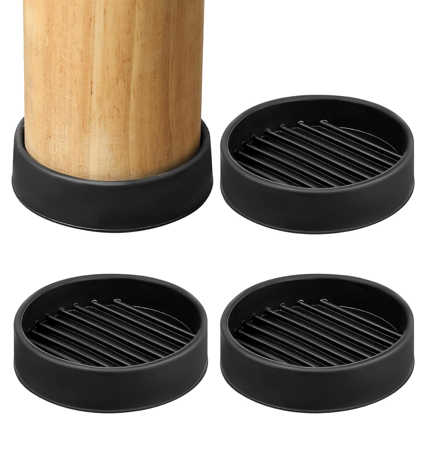 Non Slip Furniture Pads, 2" Furniture Coasters for Hardwood Floors 4Pcs, Round Rubber Furniture Caster Cups for Bed Couch Stoppers