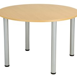 Office Hippo Circular Office Table, Sturdy & Robust Round Table Desk, Circular Work Table For Home Office, Ideal For Canteen, Boardroom or Meeting Room, Versatile Desk Table - Oak