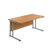 Office Hippo Heavy Duty Rectangular Cantilever Office Desk, Home Office Desk, Office Table, Integrated Cable Ports, PC Desk For Office or Home, 5 Yr Wty - Silver Frame/Oak Top,...