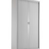 Office Hippo Steel Tambour Cupboard, Fully Lockable Cabinet, Side Opening Metal Storage With 4 Height Adjustable Shelves, Metal Cabinet With 50kg Load Capacity Per Shelf - Grey...