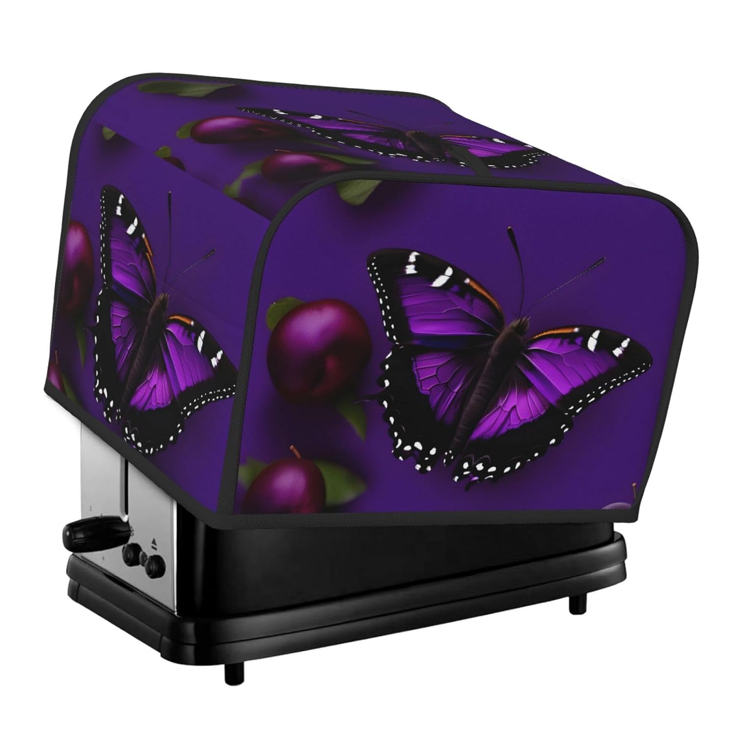 One Purple Plum Butterfly Print Toaster Cover 4 Slice Kitchen Small Appliance Cover,For Dust Fingerprint Protection