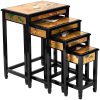 ORIENTAL FURNITURE Red Lantern Gold Lacquer Cranes Nesting Tables, 20" W x 14" D x 26" H