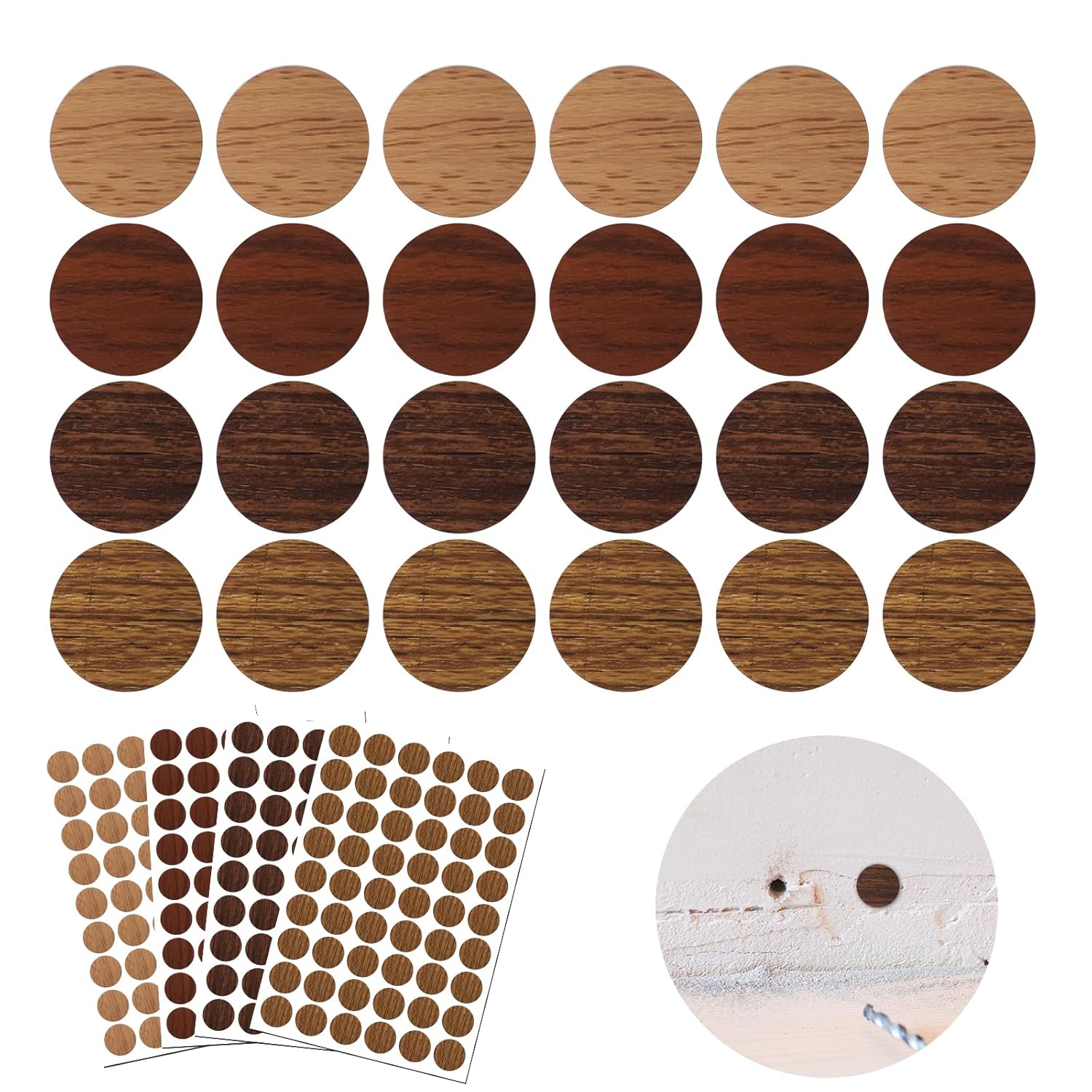 OSDUE 21mm Self Adhesive Screw Cover Caps Stick, Self-adhesive Screw Caps Covers, Hole Self Adhesive Stickers, Cover the Ugly Screw Hole Stickers for Furniture Cabinet Shelve...