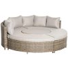 Outsunny 5 Pieces Outdoor PE Rattan Round Garden Daybed with Cushions, Aluminium Patio Furniture Set Lounge Chair Conversation Sofa Set with Liftable Coffee Table and Protect...