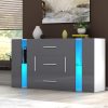 Panana 2 Doors 3 Drawers Sideboard Cupboard Unit Cabinet RGB LED lighted Storage (Gray)