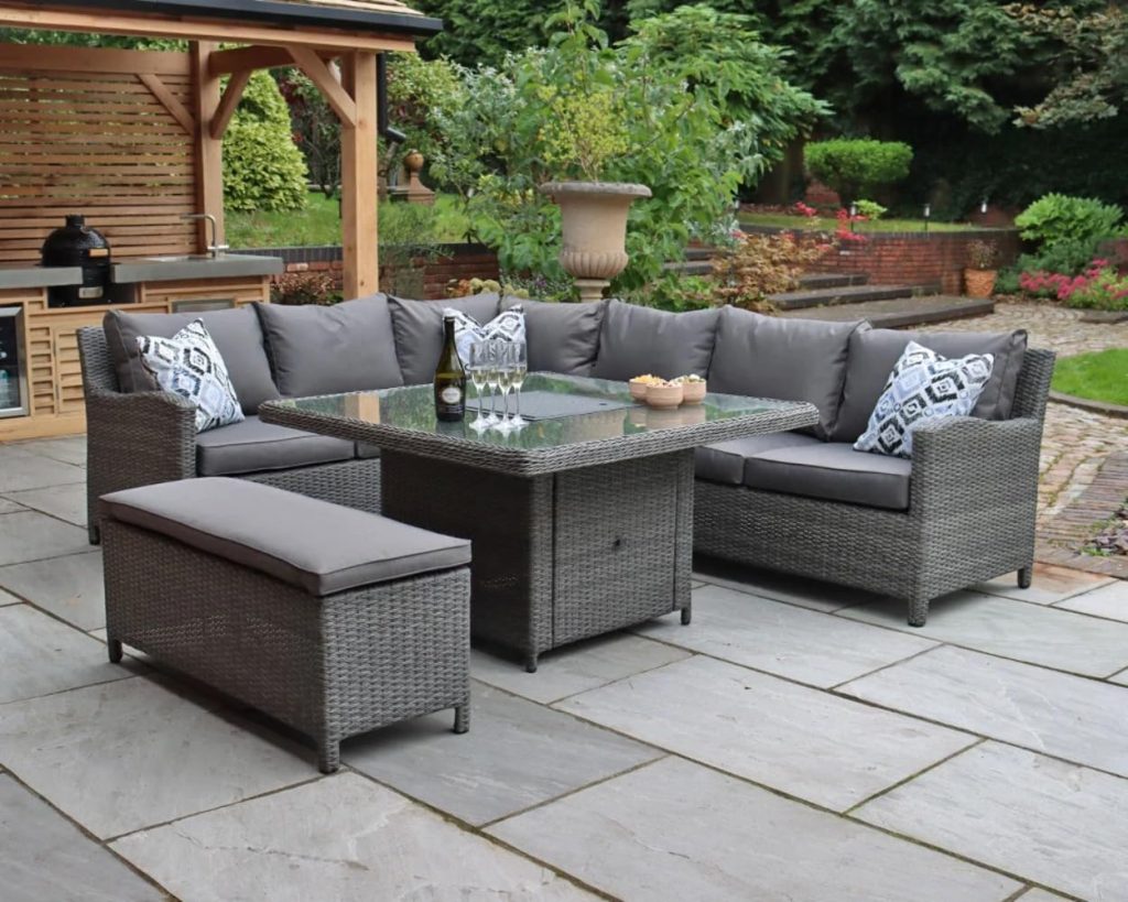 Paris Deluxe Modular Corner Dining Set – Fire Pit Table 120x120cm
